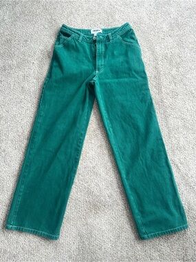 RSQ Emerald Green High Rise Wide Leg Dad Jeans Size Small